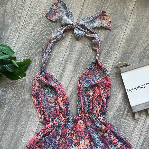 Victoria’s Secret Sheer Floral Lace Trim Kimono & Halter Dress Set Sz M & M / L - Picture 4 of 16